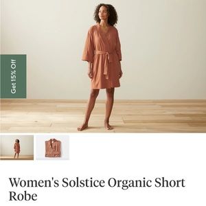 NWT Women's Solstice Organic Short Robe (Cinnamon)
